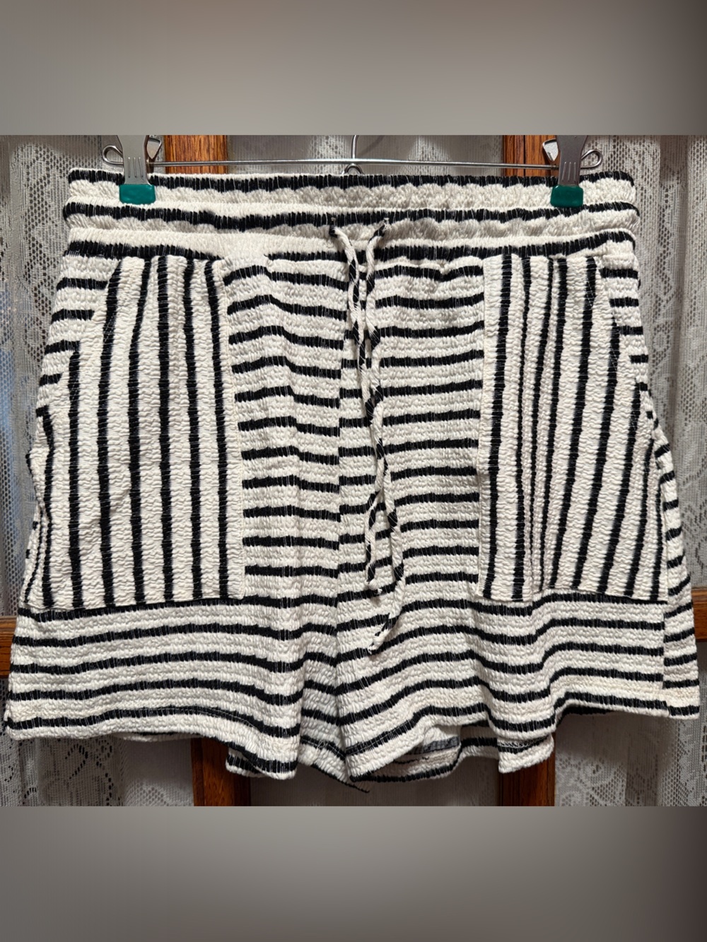 NWOT Black and White Striped High-Waist Knit Shorts From Three Bird Nest